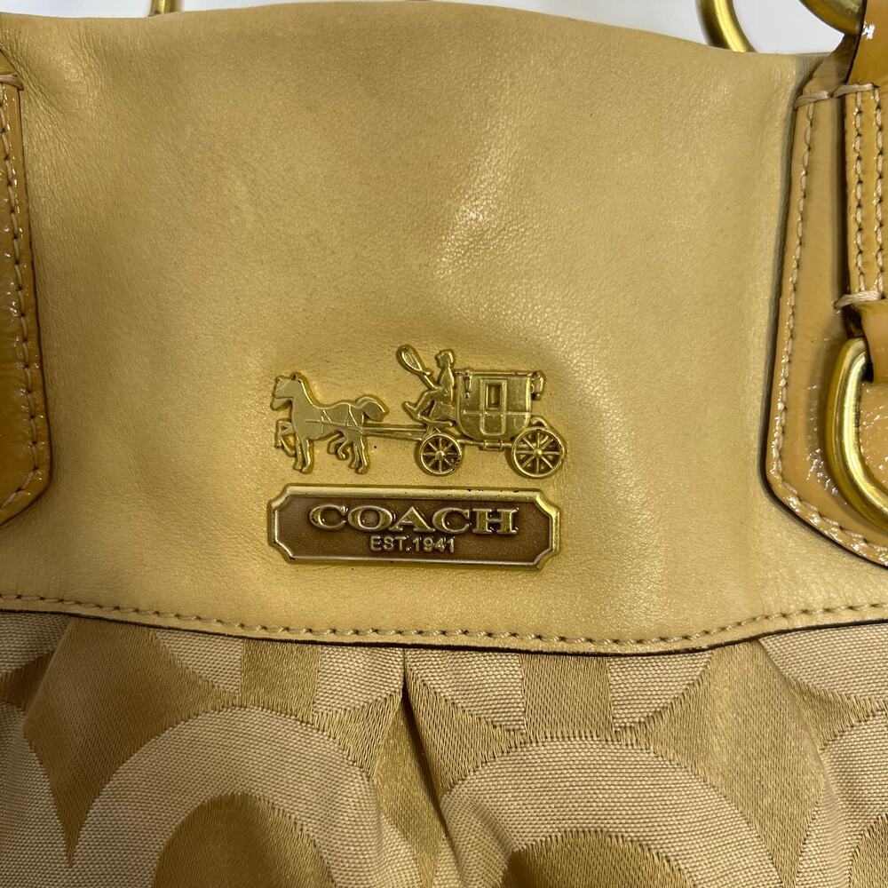 Coach Gold Logo C Satchel Shoulder Bag Large - Picture 8 of 12